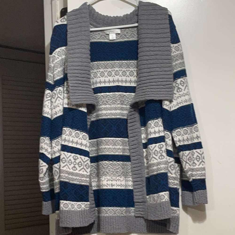 Blue and grey sweater cardigan